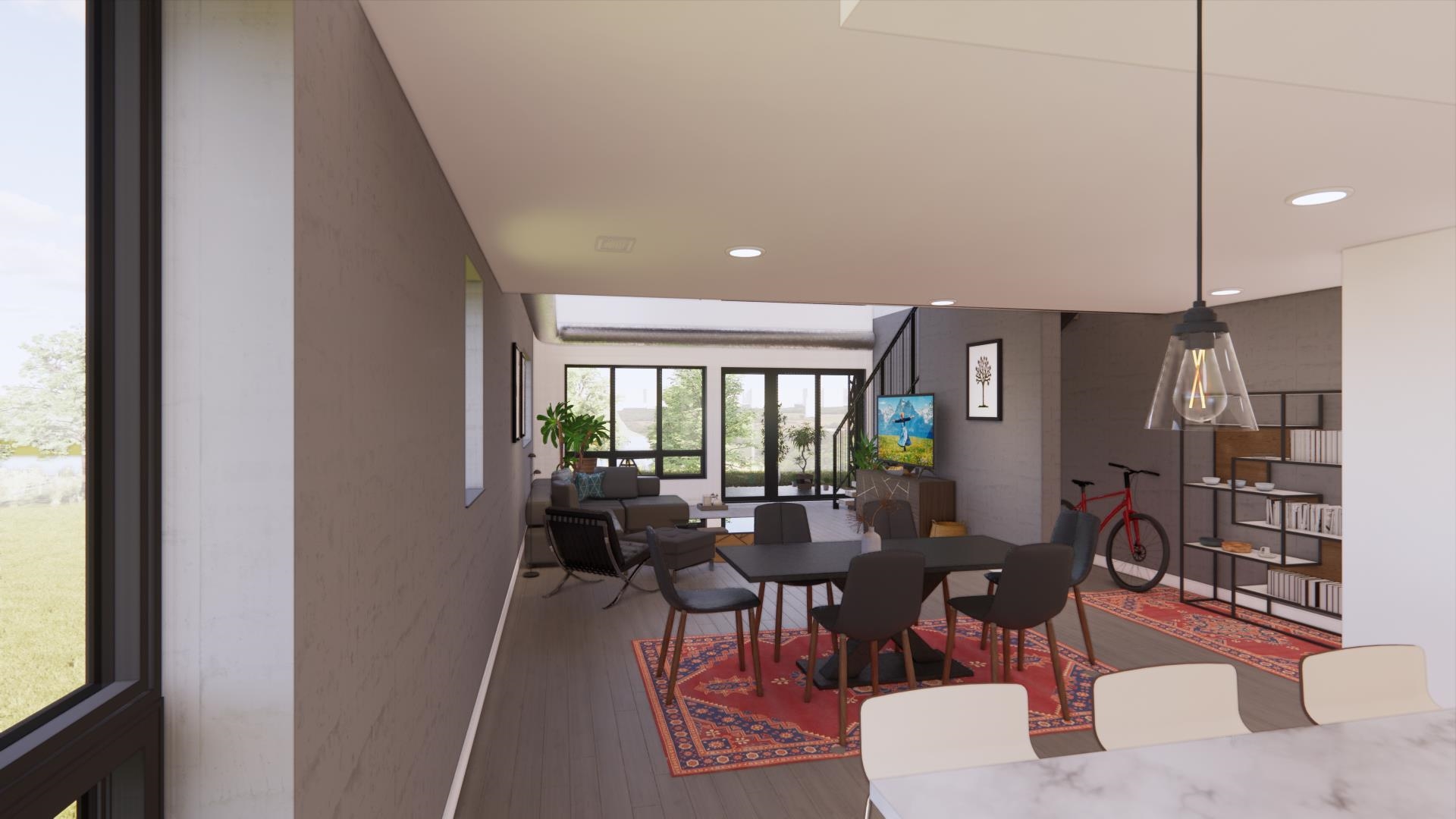 Detailed rendering of condo interior as viewed from the Kitchen