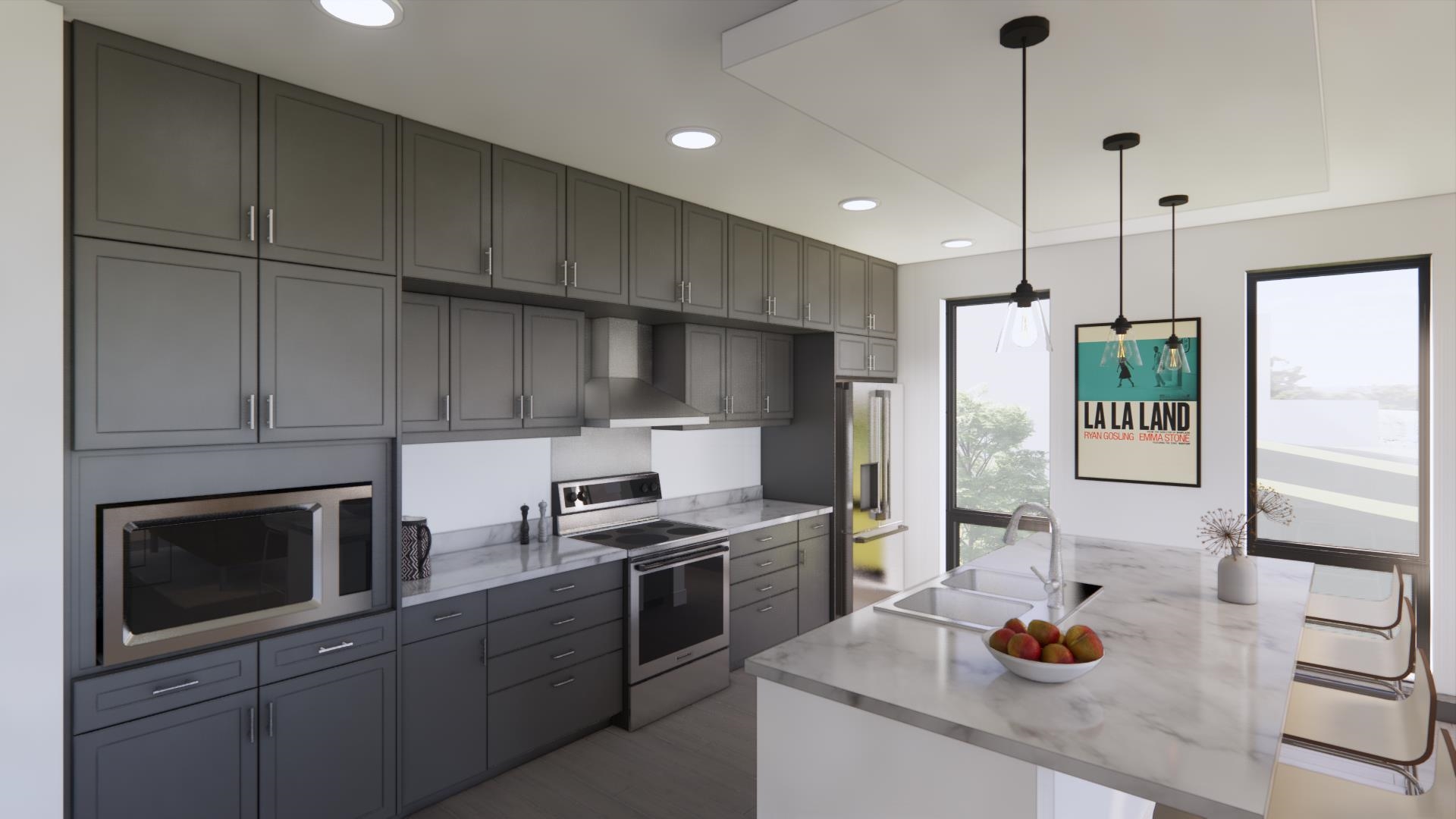 Rendering of the Kitchen with all-painted cabinets