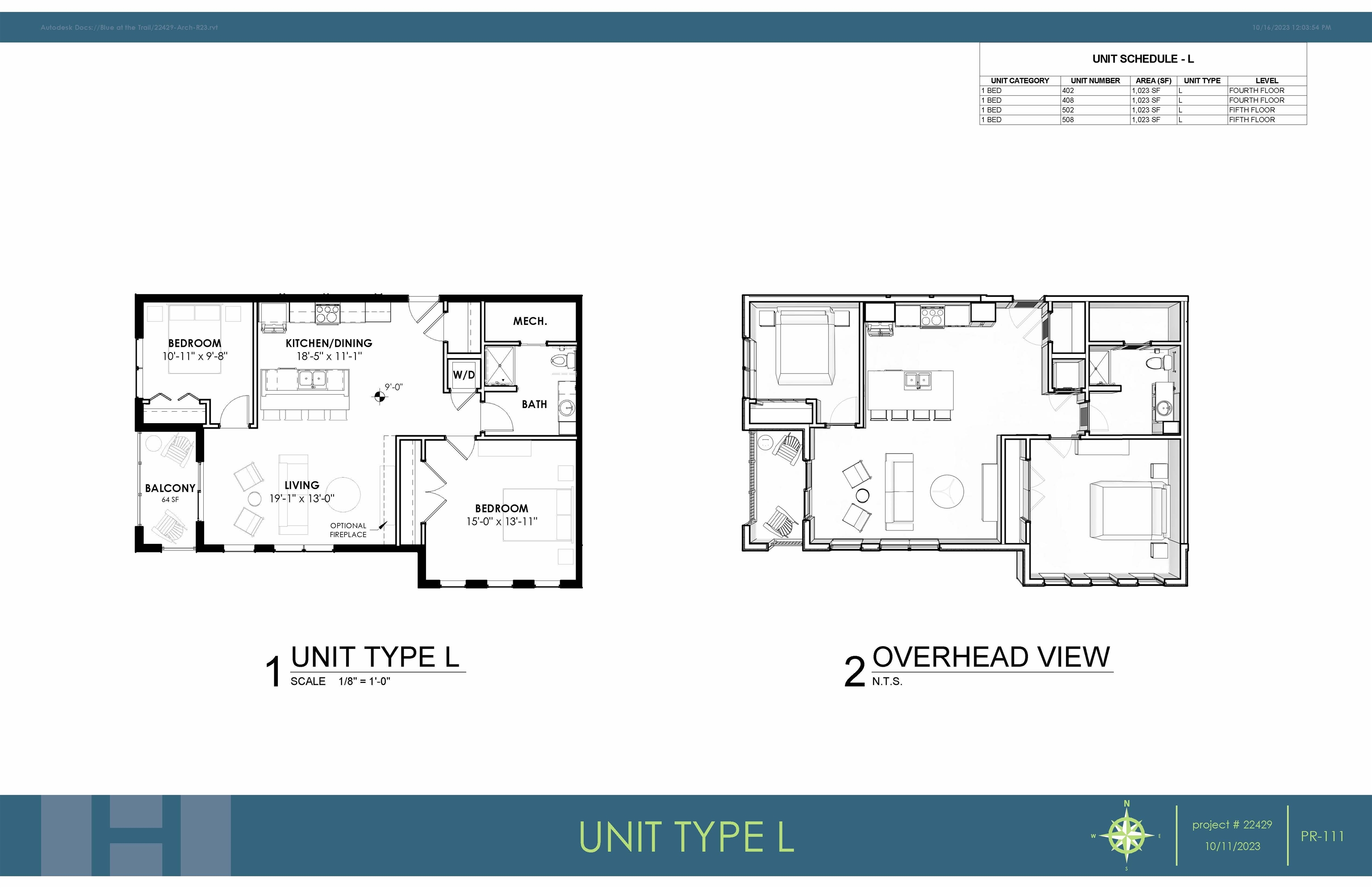 Floor plan depicting 1,087' total sq ft including balcony.