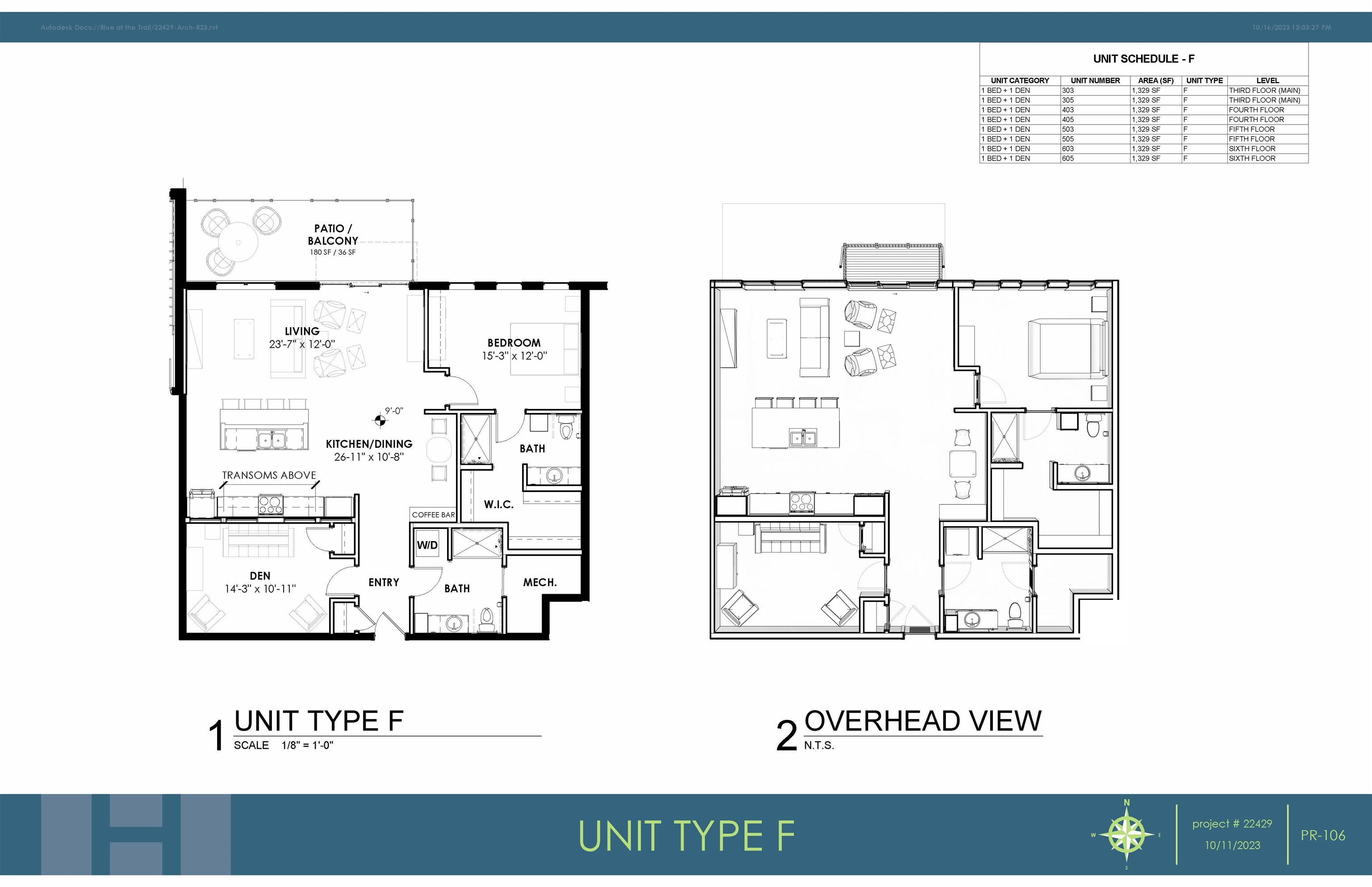 Floor plan depicting 1,087' total sq ft including balcony.