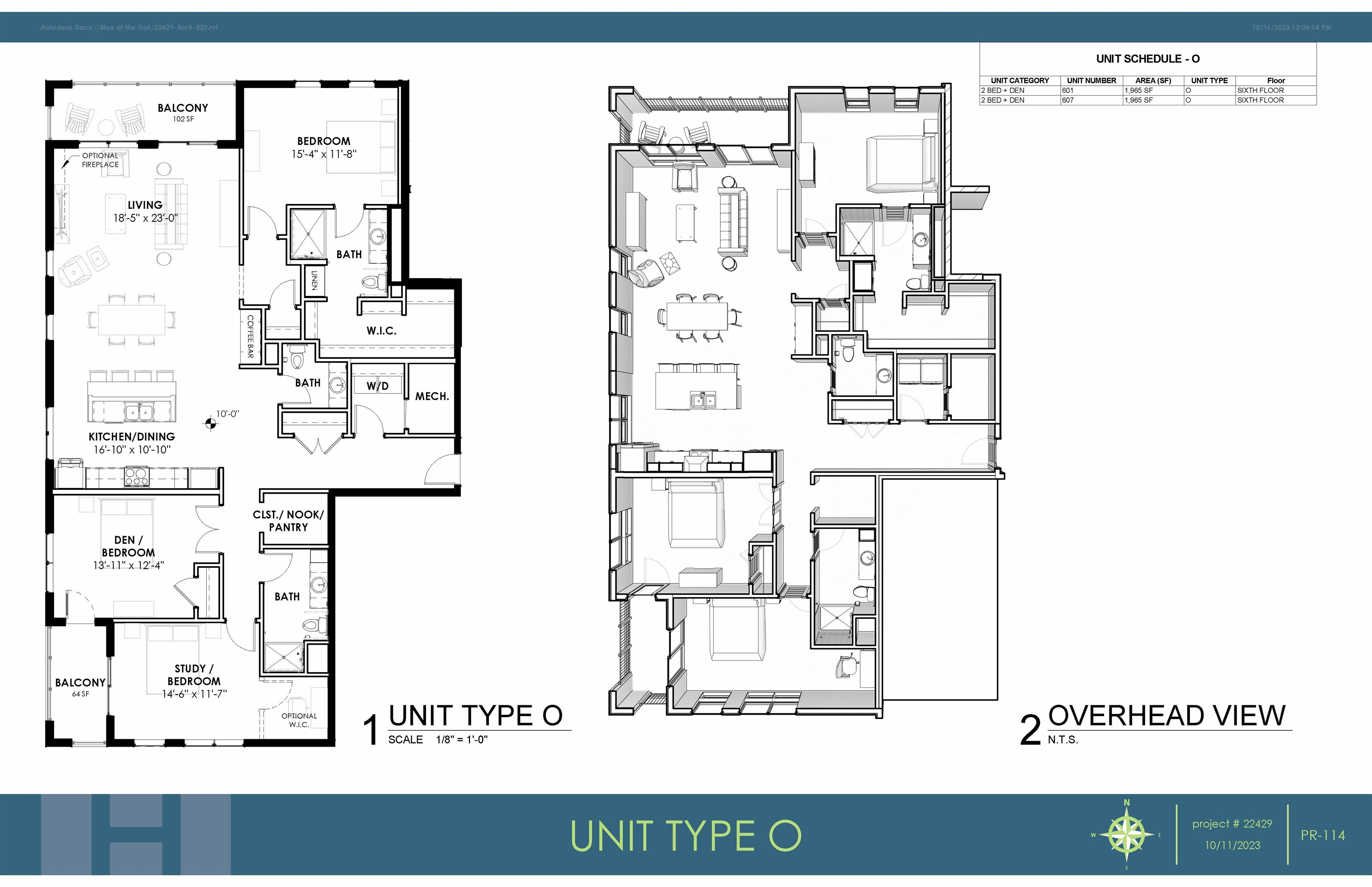 Wide gallery entry to open kitchen / dining / living and balcony. Bdrm 2 & 3 w/patio doors