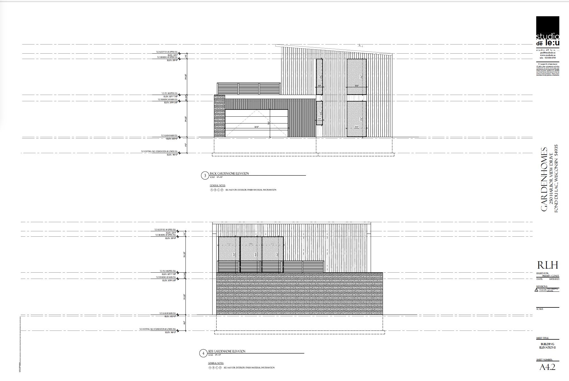 Massive windows allow for natural light and views. Design and placement with focus on privacy.