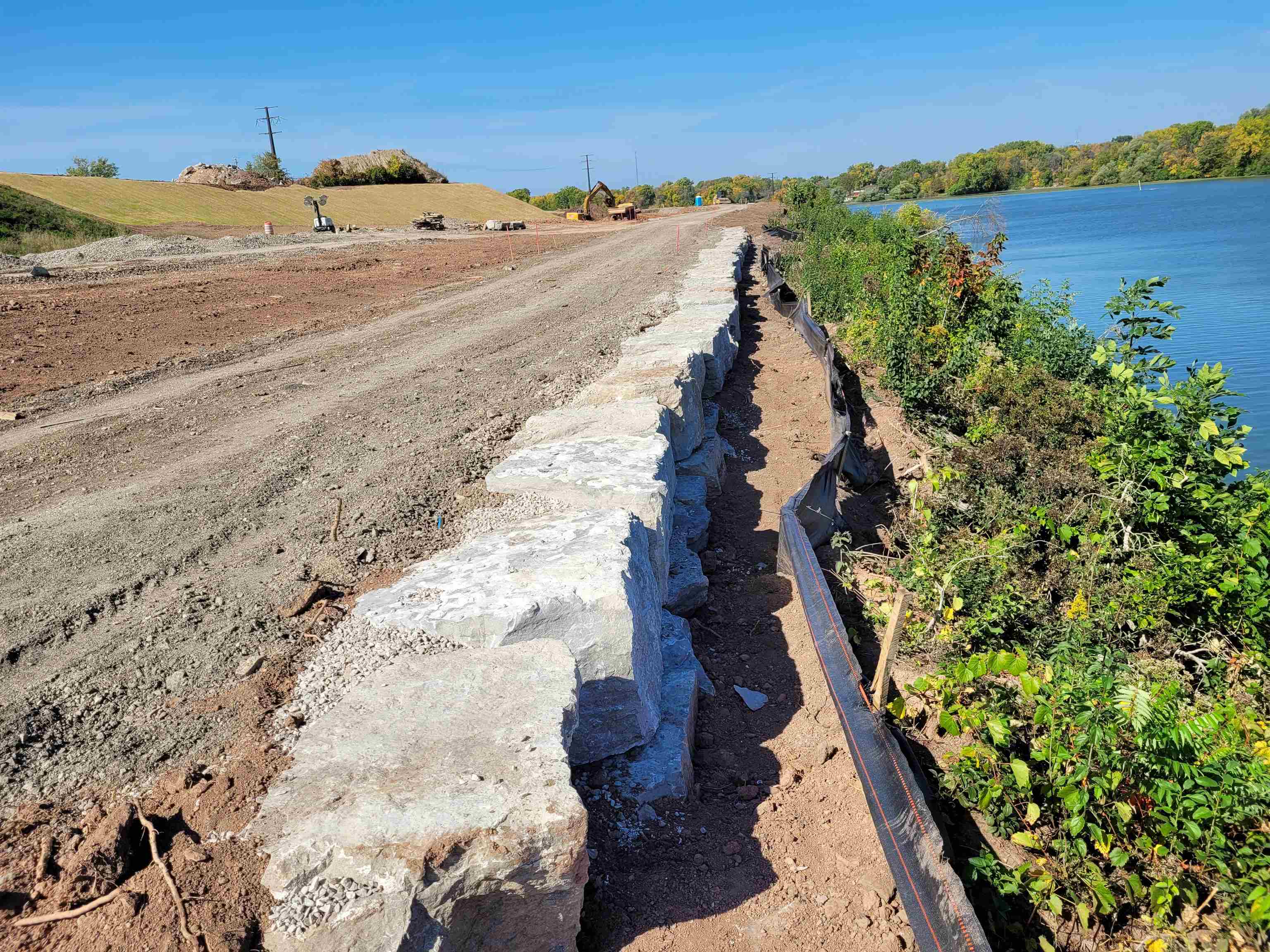 Retaining wall along steep portion of River Front