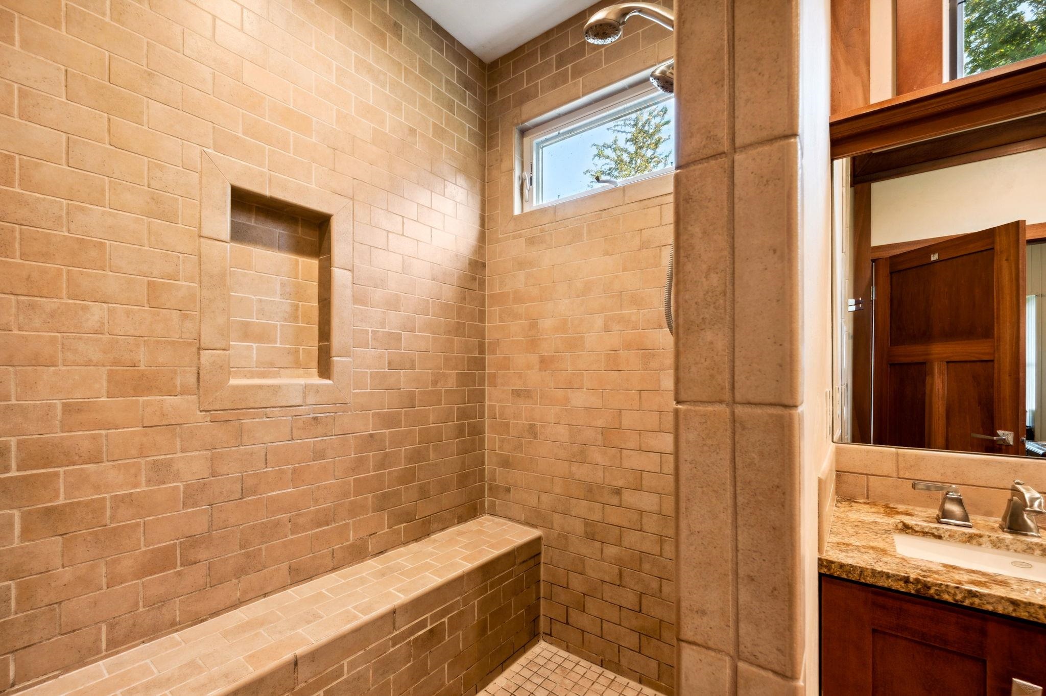 Ensuite primary bath with soaking tub and separate walk in shower.