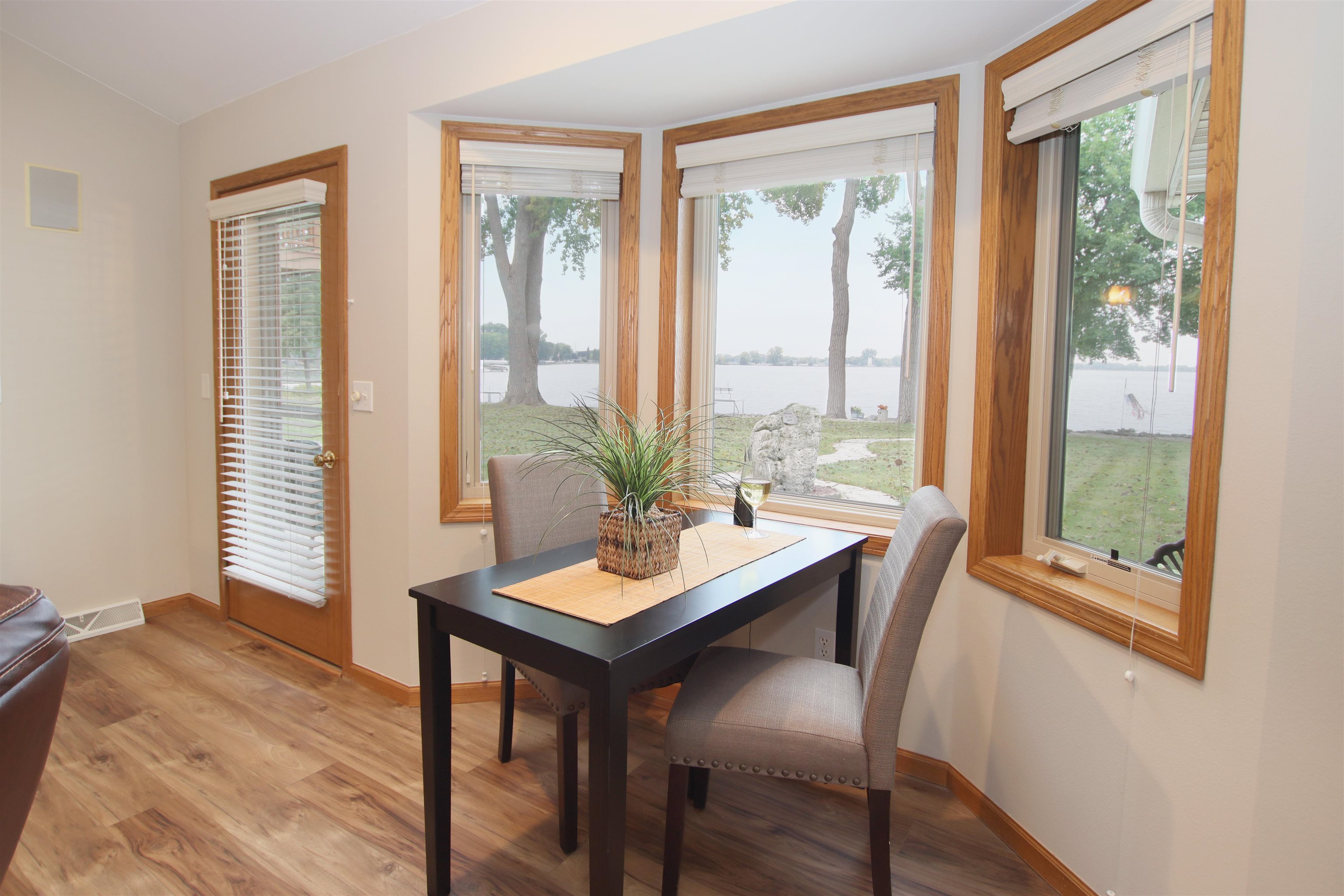 Lake views from the Dinette including the Lighthouse at the park